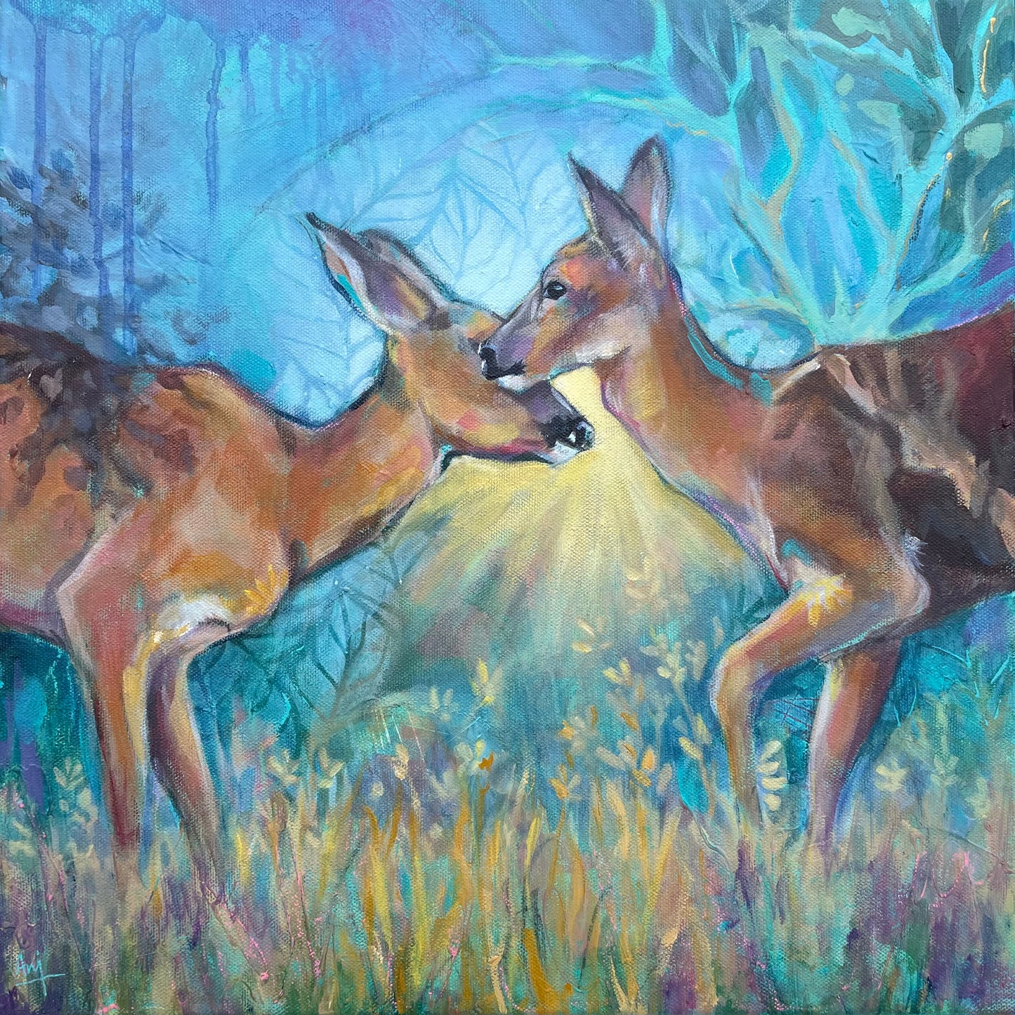 Renascence - Framed Original Deer Painting
