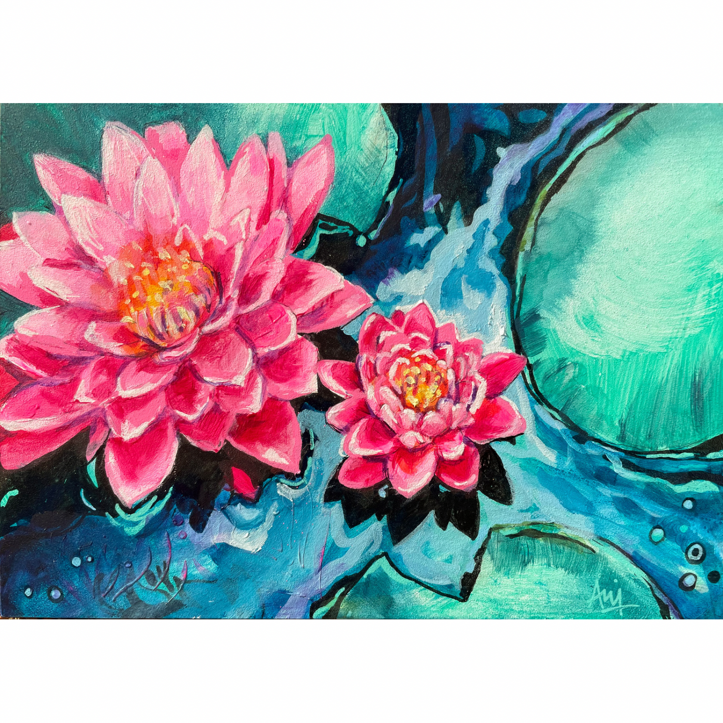 Waterlilies - Original Mixed Media Painting