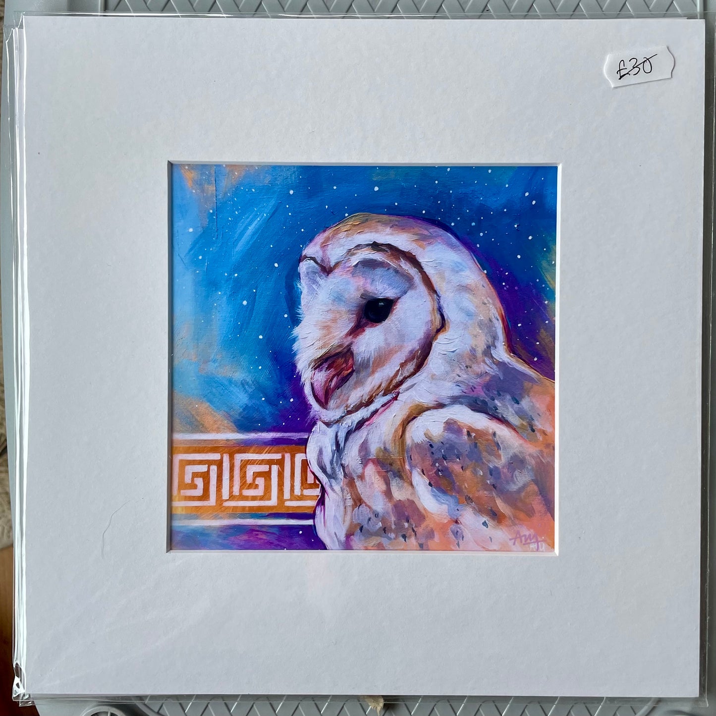 Mounted Mini Print - Athena Barn Owl