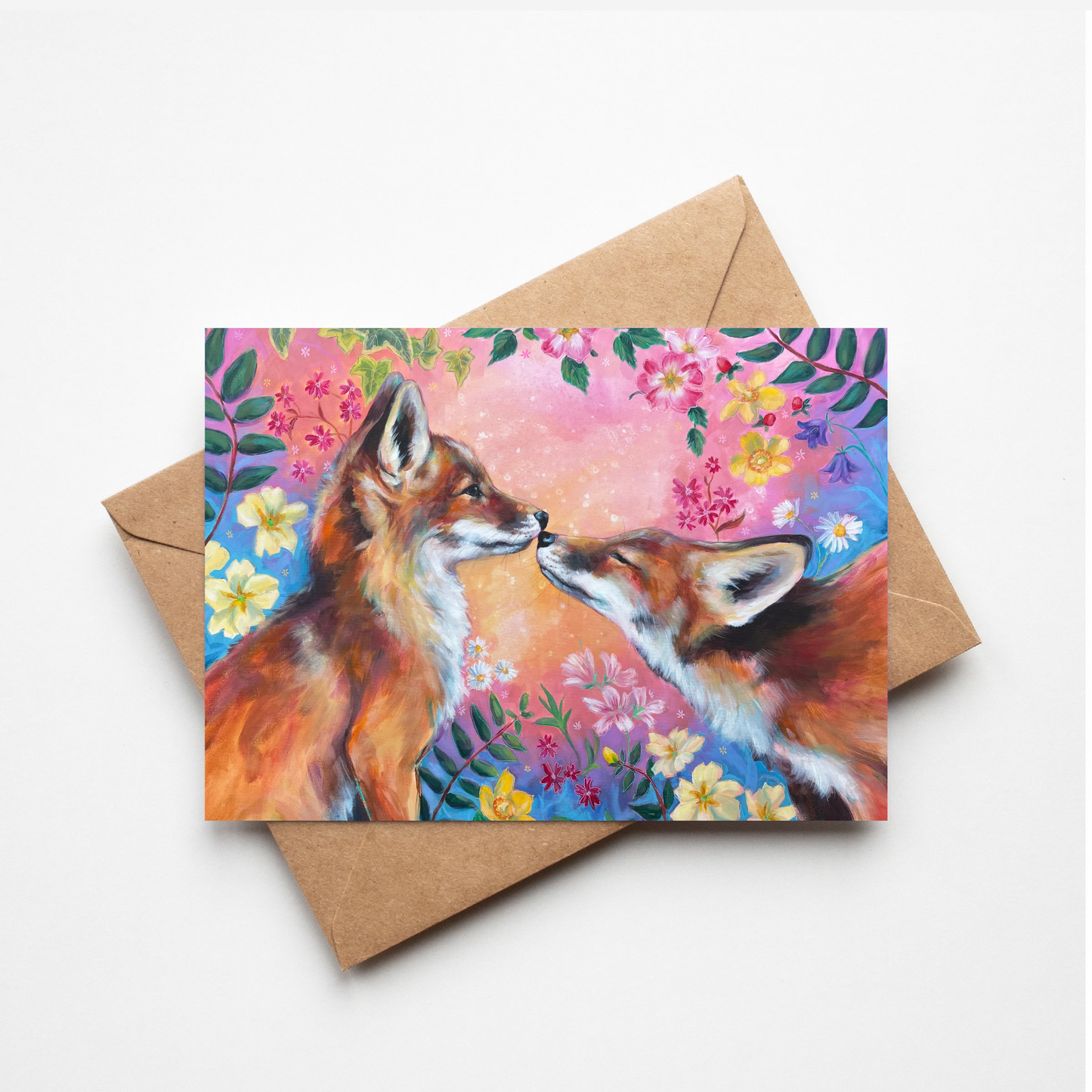 Sweethearts Fox Cubs - Greetings Card