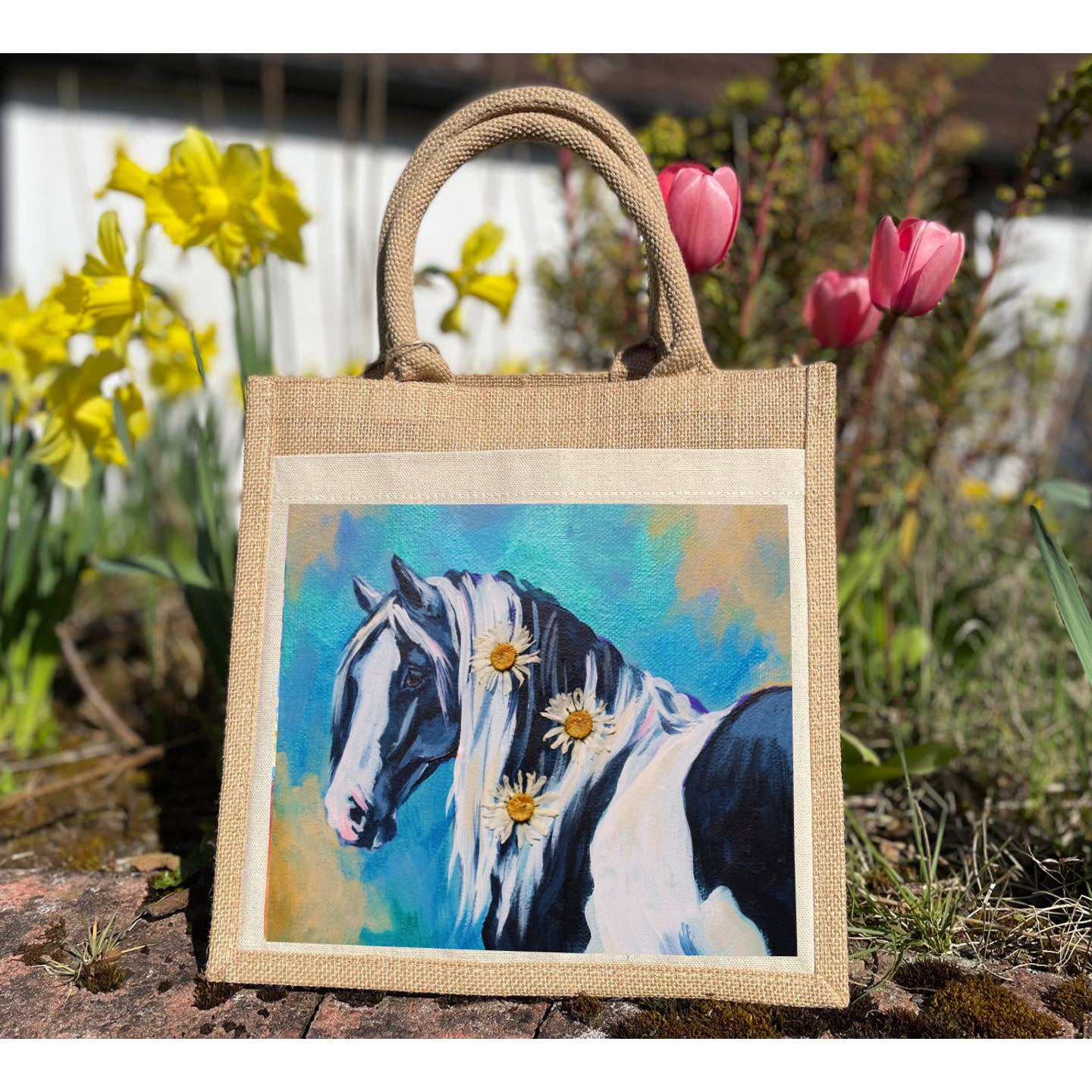 Jute Tote Bag - Daisy