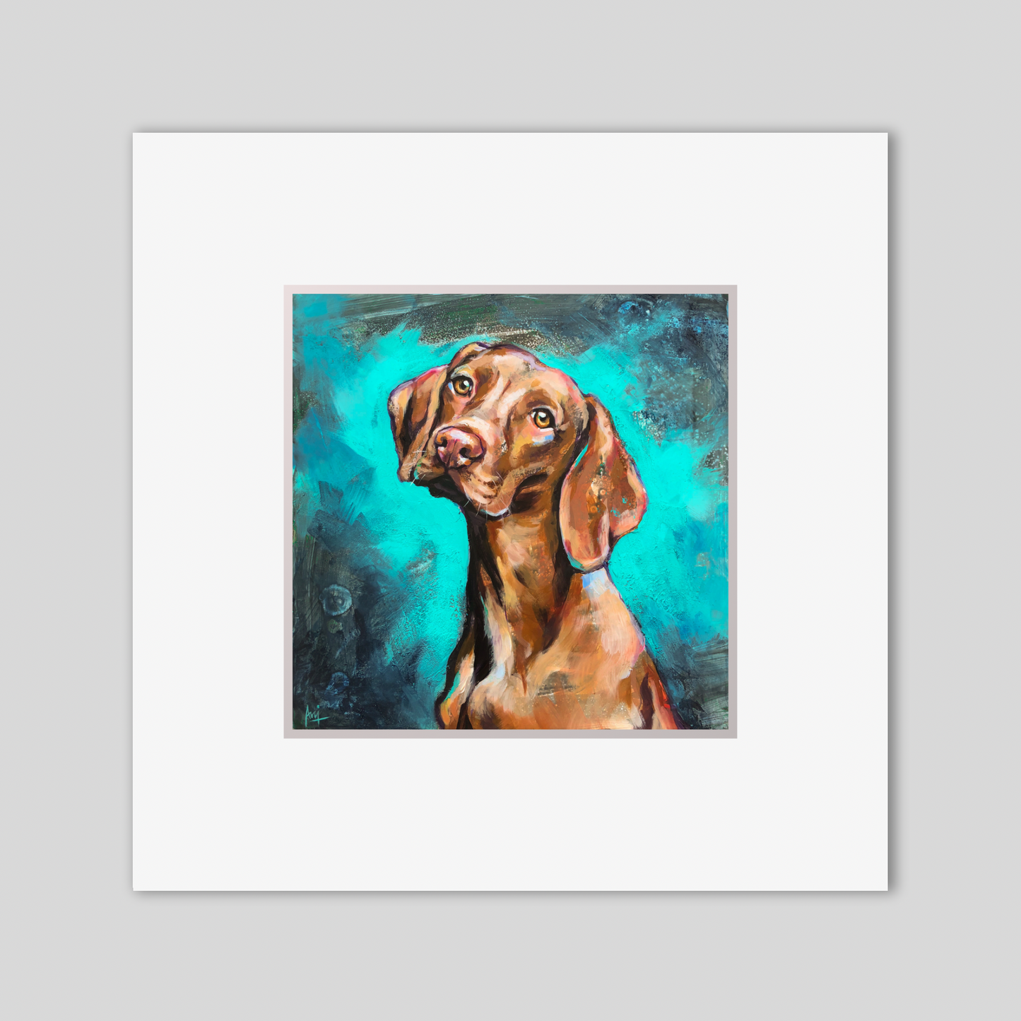 Mounted Mini Print - Vizsla