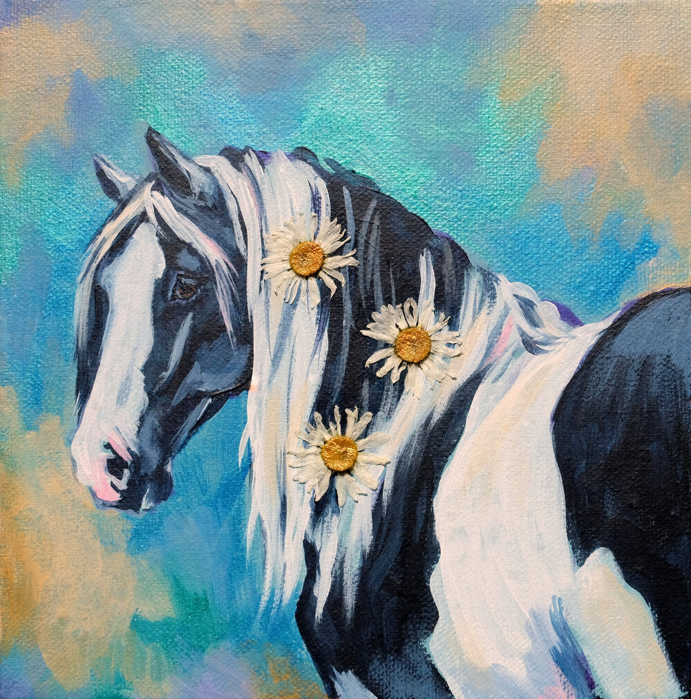 Daisy - Hand Embellished Horse Print