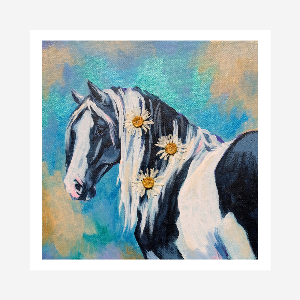 Daisy - Hand Embellished Horse Print