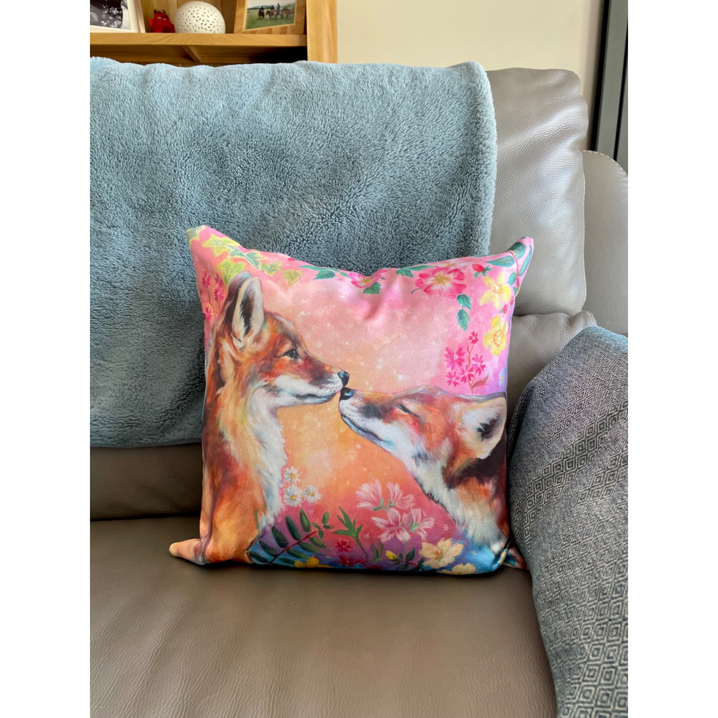 Sweethearts Fox Faux Suede Cushion