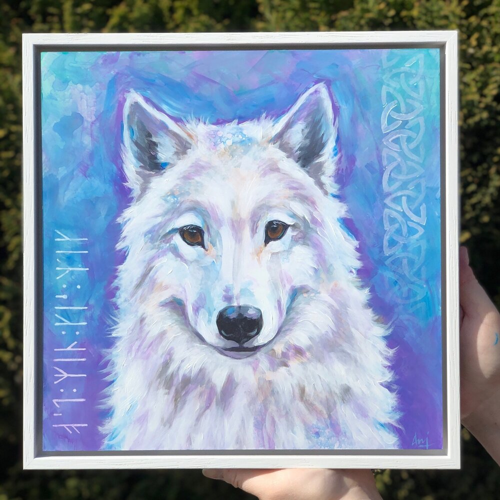 Freyja - Framed Original Wolf Painting