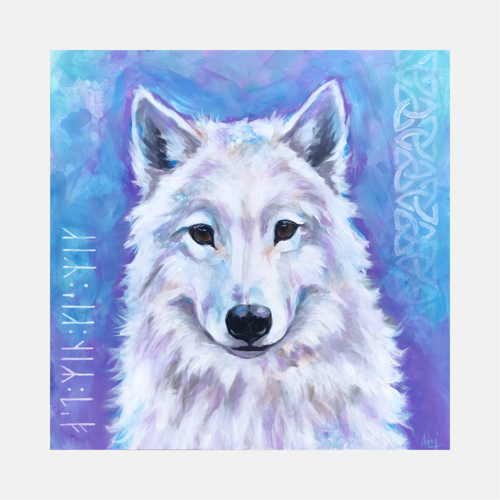 Freyja - Framed Original Wolf Painting