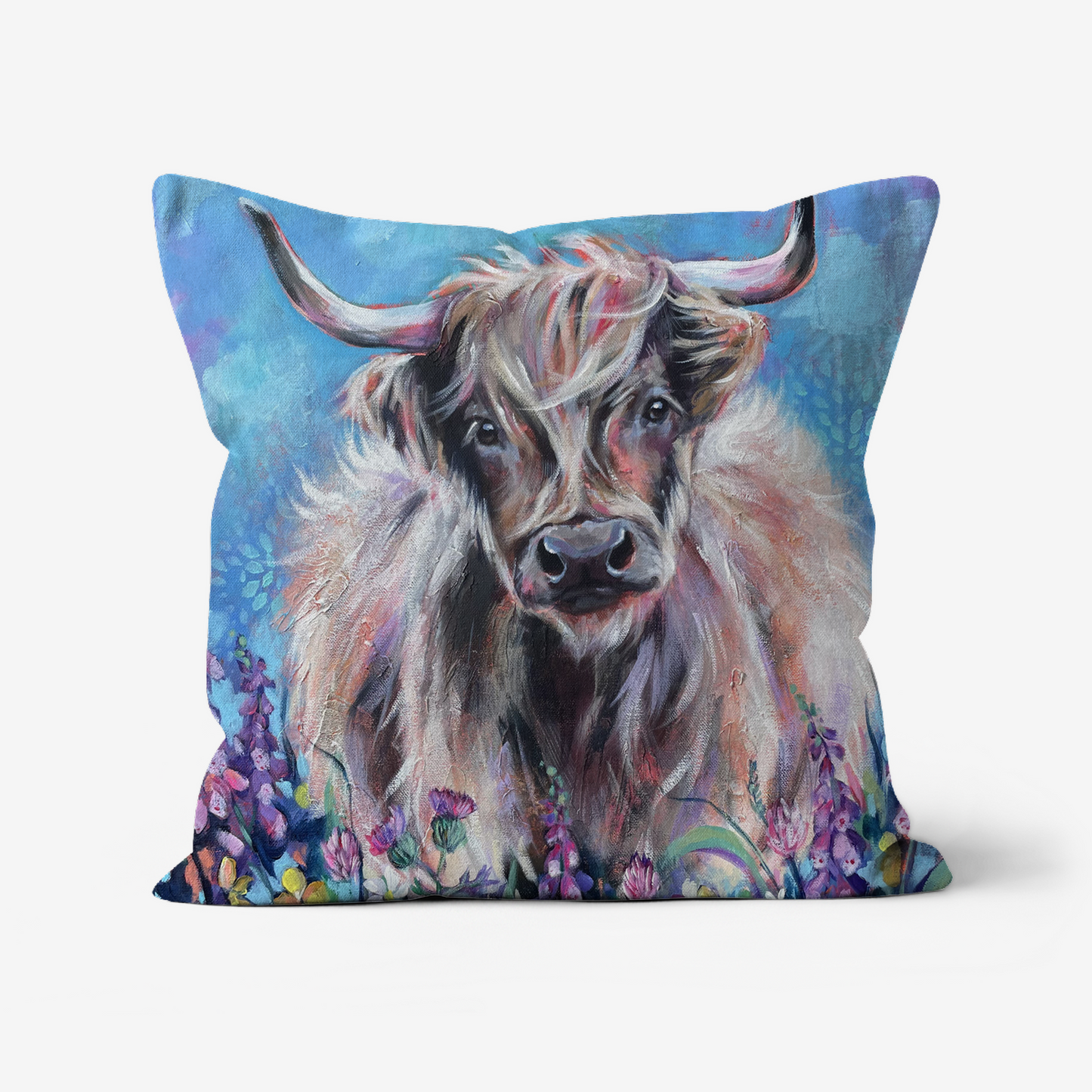 Highland Cow Faux Suede Cushion