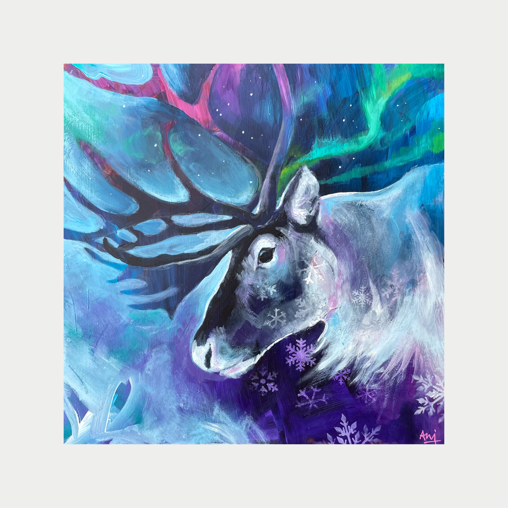 Bifröst - Framed Original Reindeer Painting