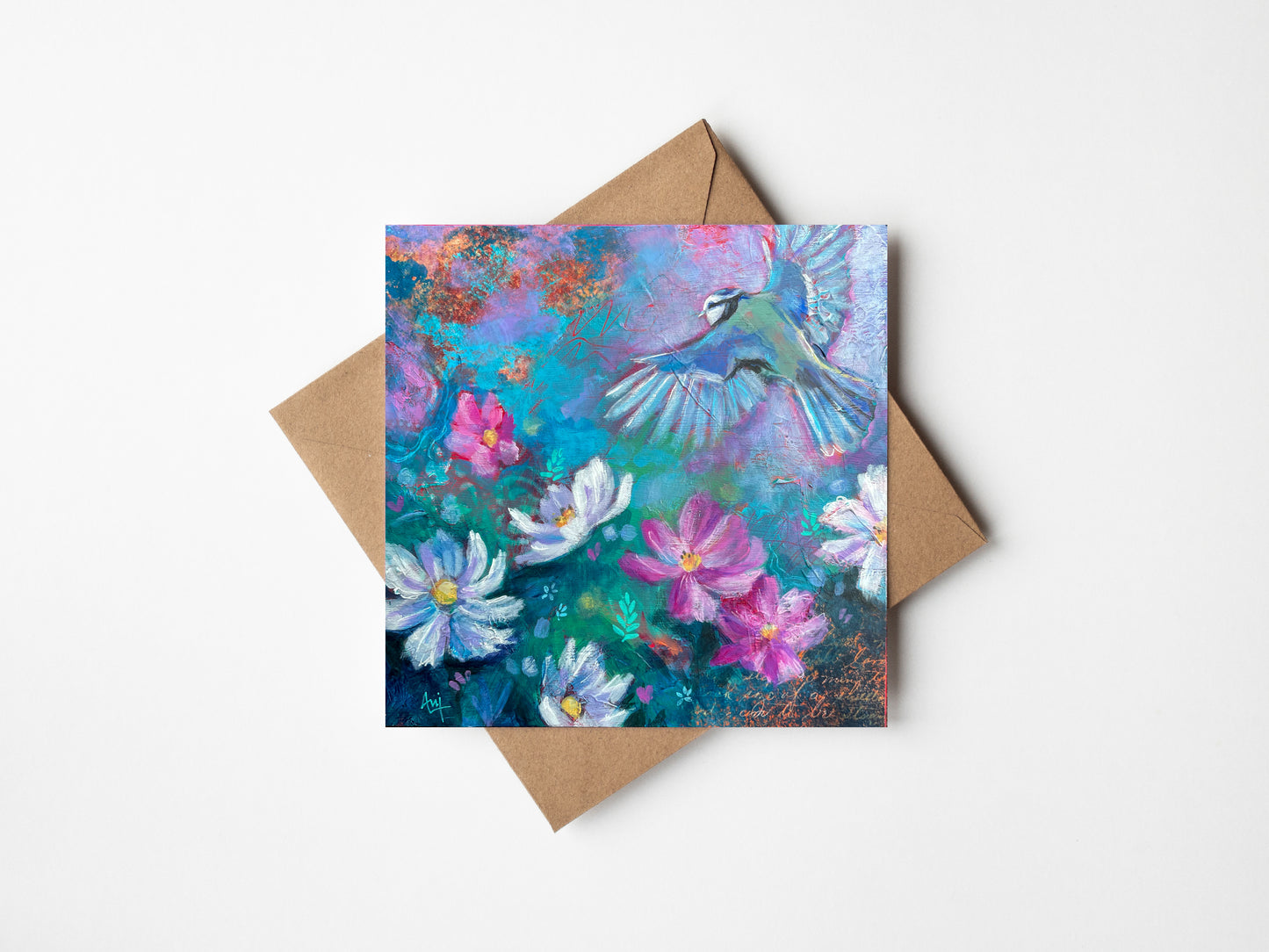 Vivacity Bird & Flowers - Greetings Card *Last Remaining Stock*