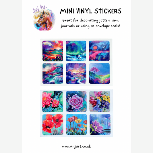Mini Vinyl Stickers - Landscapes & Flowers