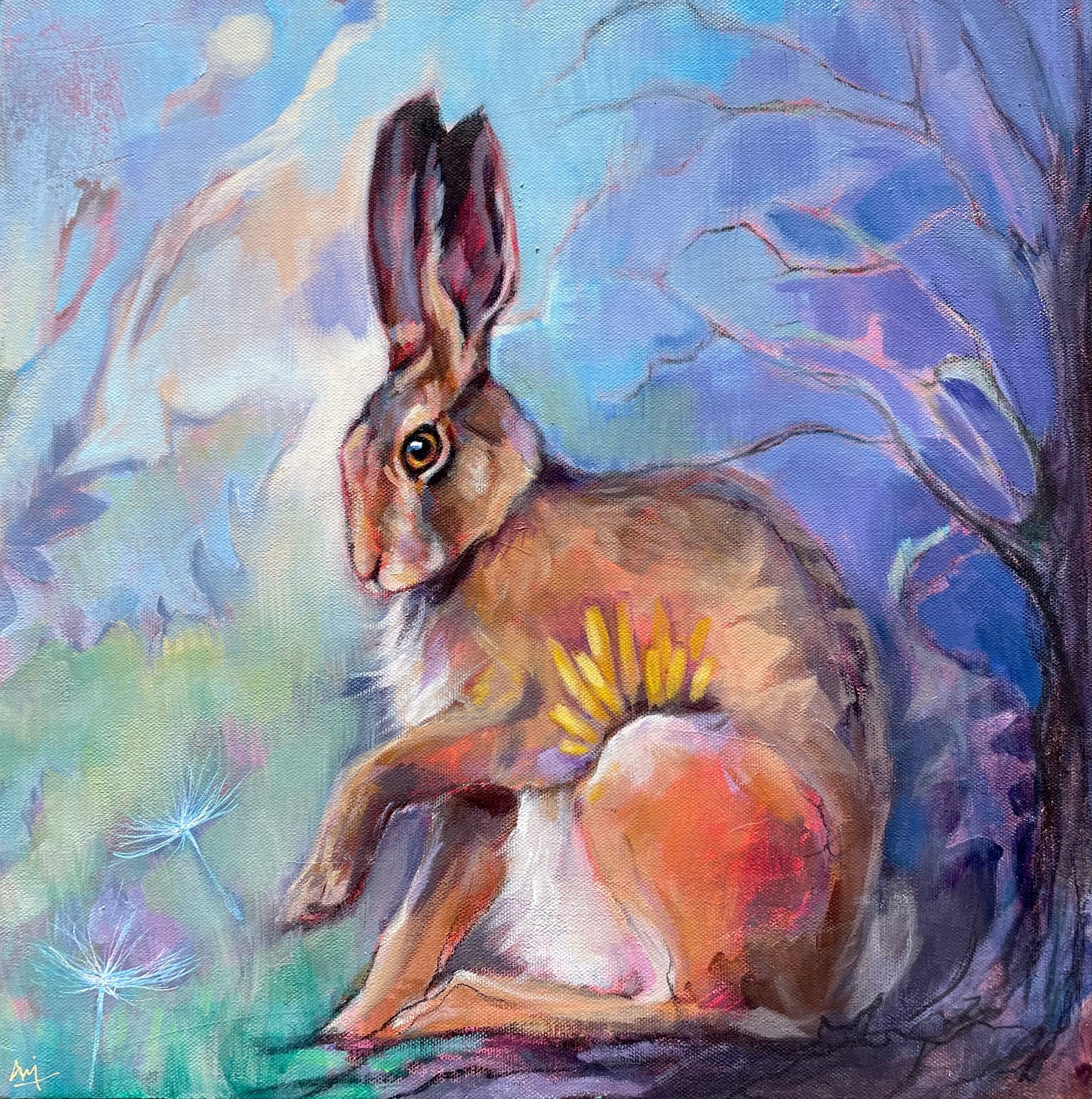 Repose - Framed Original Hare Painting