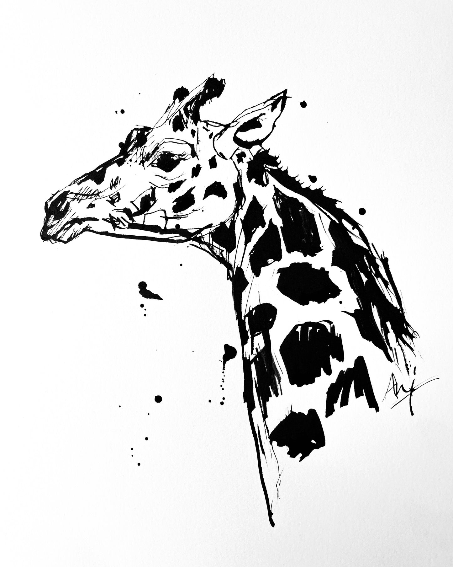 Charity Ink Sketch - Giraffe