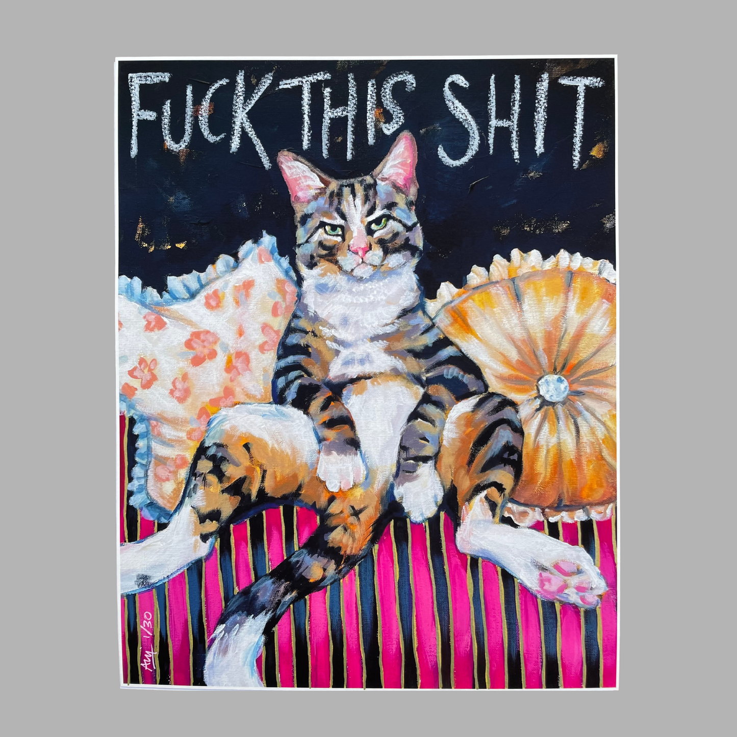 Just Vibing Cat Limited Edition Hand Embellished Prints