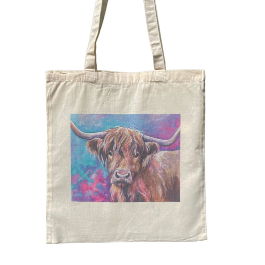 Highland Cow (Pink) Cotton Tote Bag