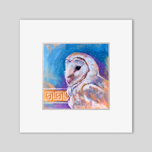 Mounted Mini Print - Athena Barn Owl