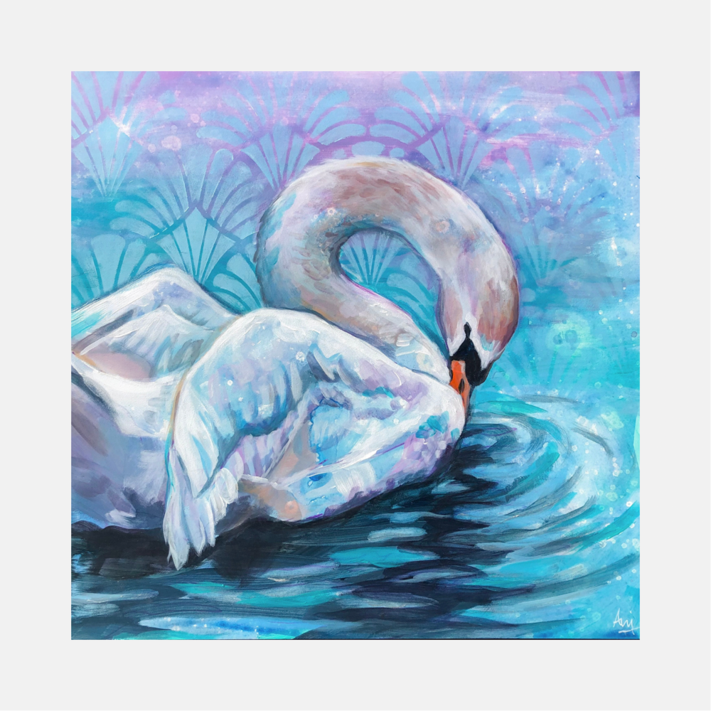 Aengus - Framed Original Swan Painting