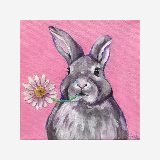 Baby Bunny - Framed Original Rabbit Painting