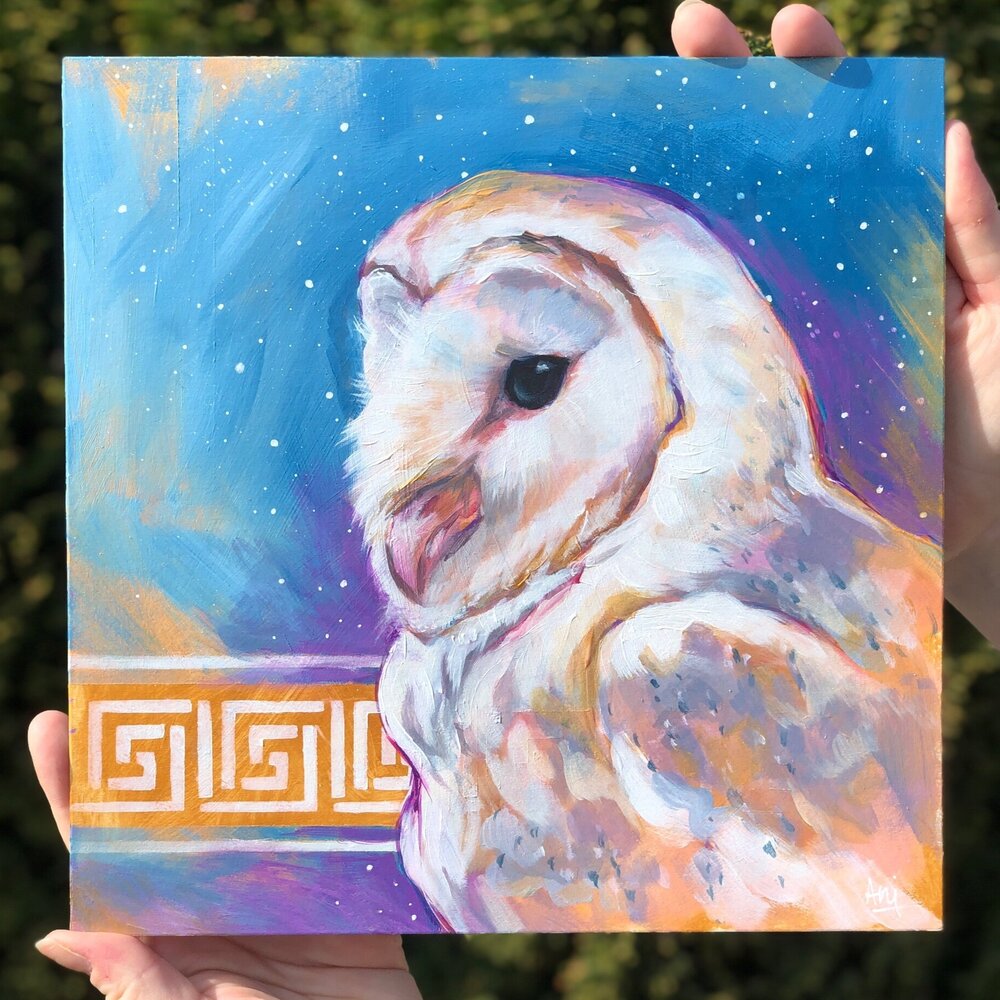 Athena - Original Barn Owl Painting