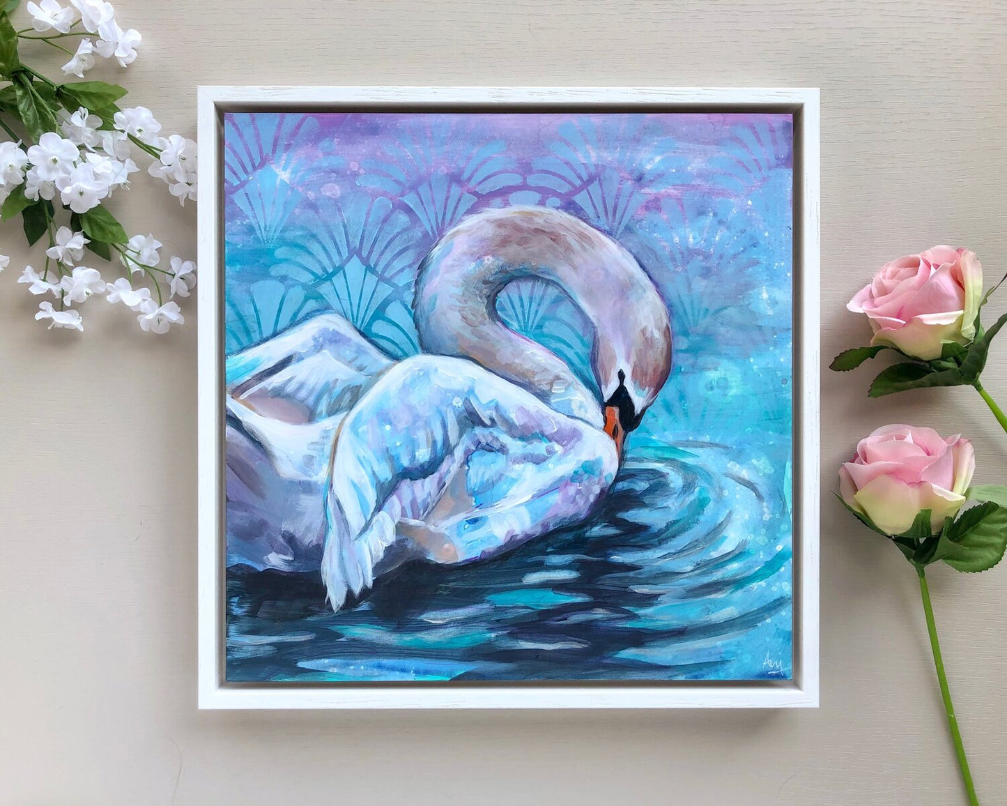 Aengus - Framed Original Swan Painting