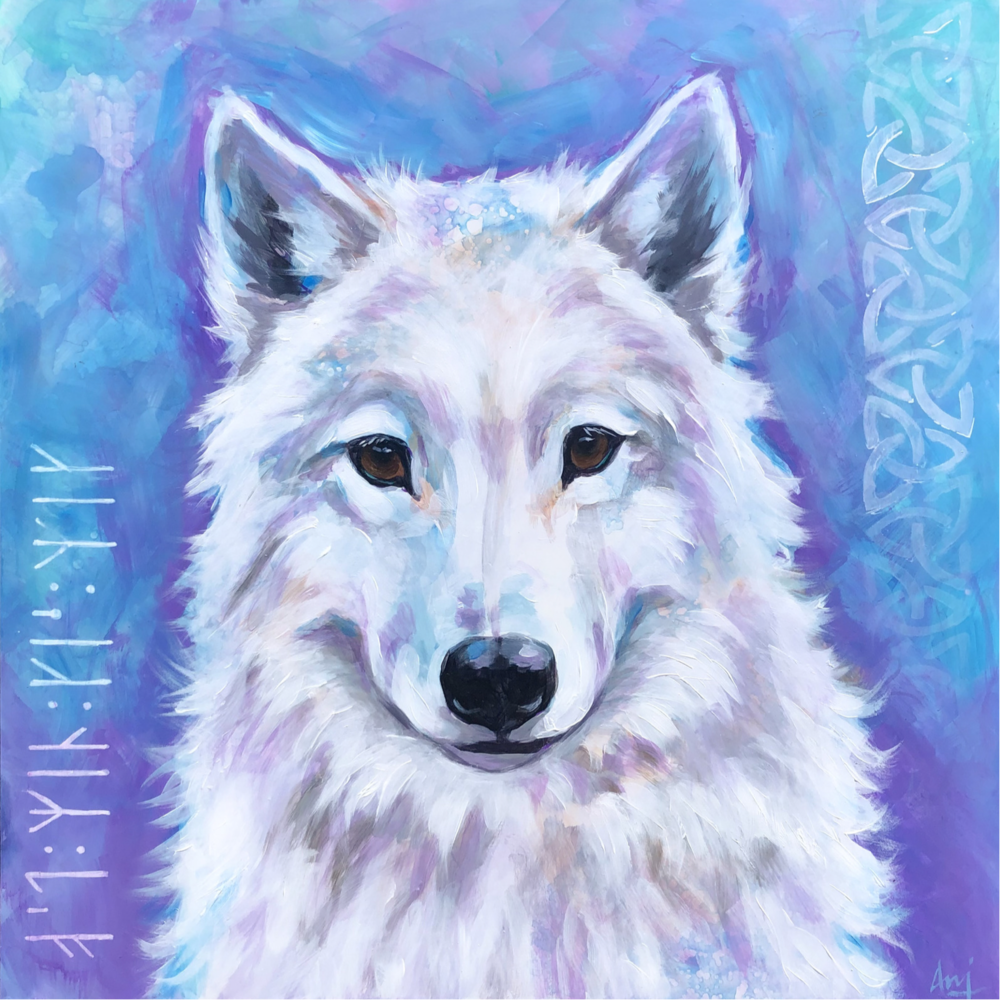 Freyja - Framed Original Wolf Painting