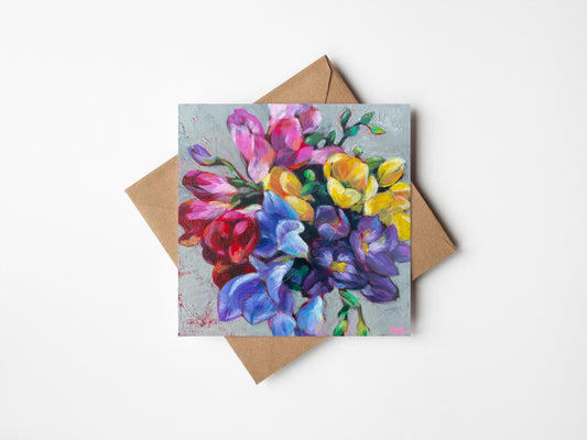 Rainbow Bouquet - Floral Greetings Card
