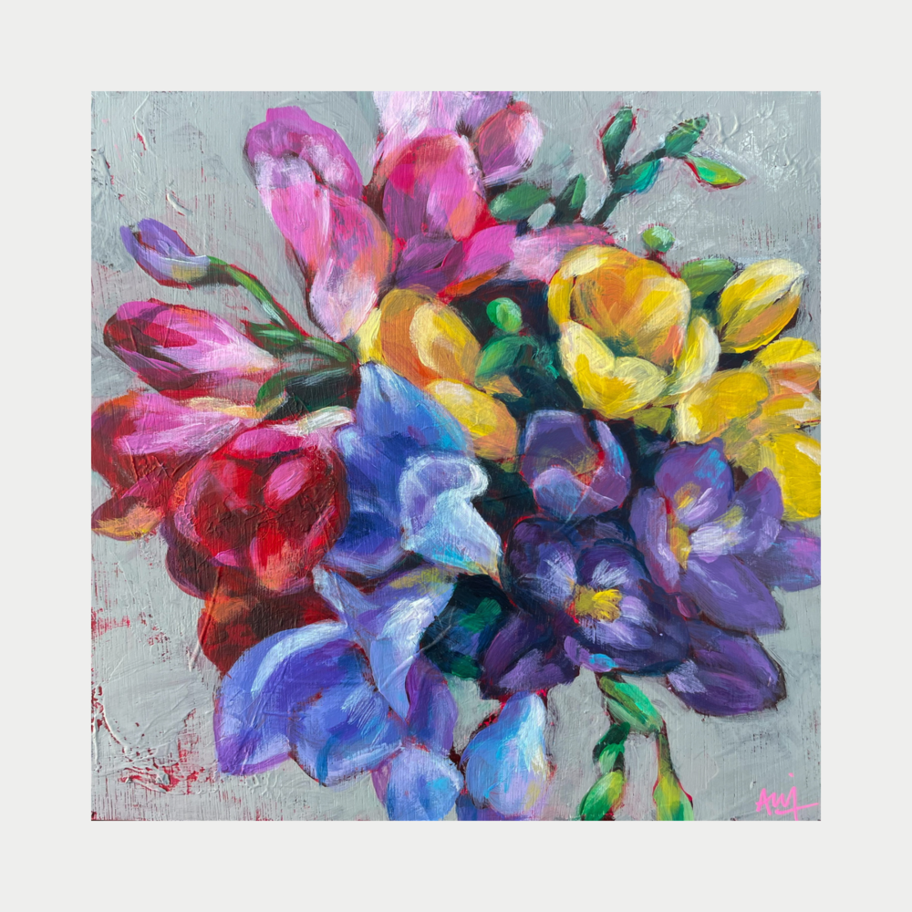 Rainbow Bouquet - Original Floral Painting