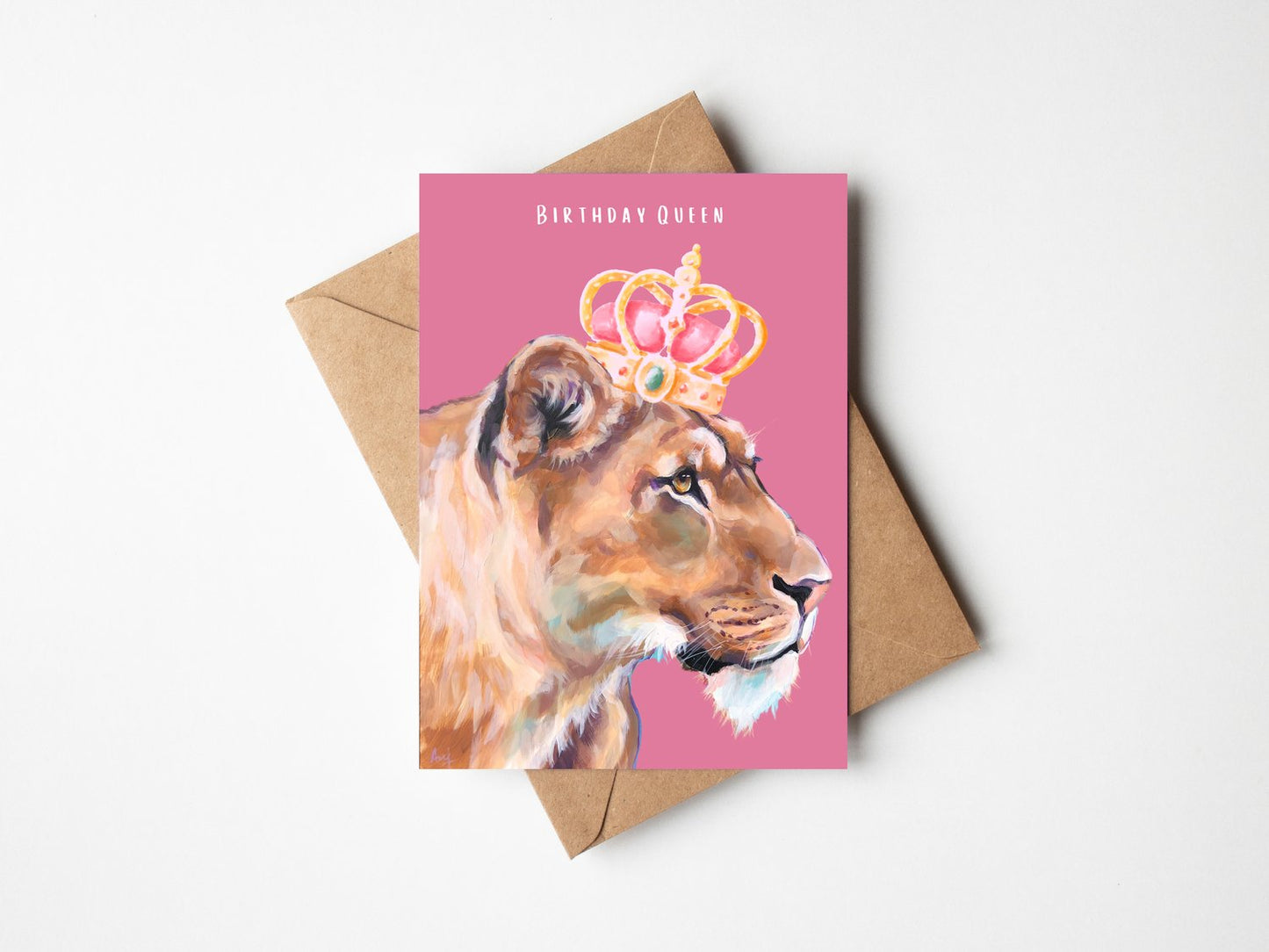 Birthday Queen Lioness - Greetings Card